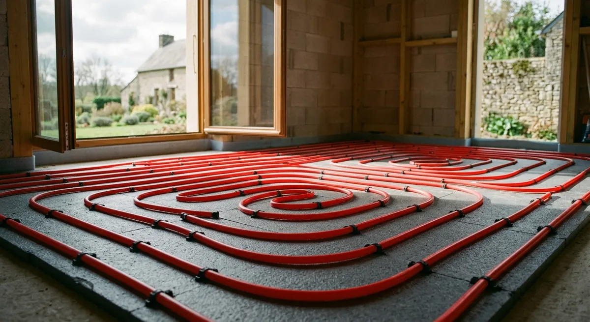 Plancher chauffant hydraulique en pose